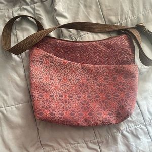 Maruca Pink Floral Print Zippered Mini Crossbody Bag Purse Preowned Handmade